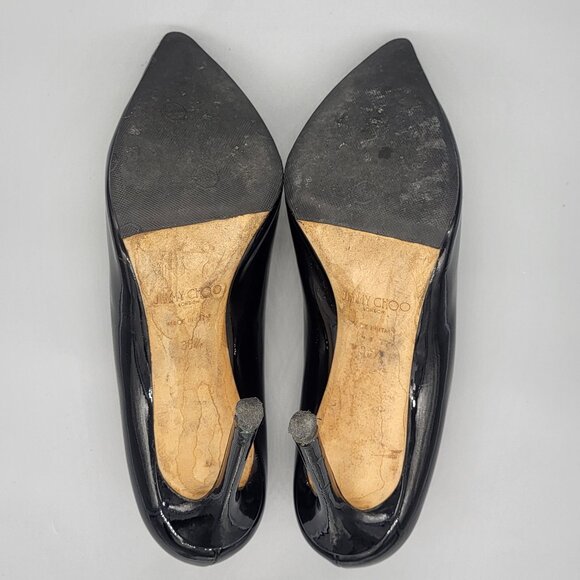 Jimmy Choo Black Patent Leather Pointed Toe Pumps - Picture 10 of 16